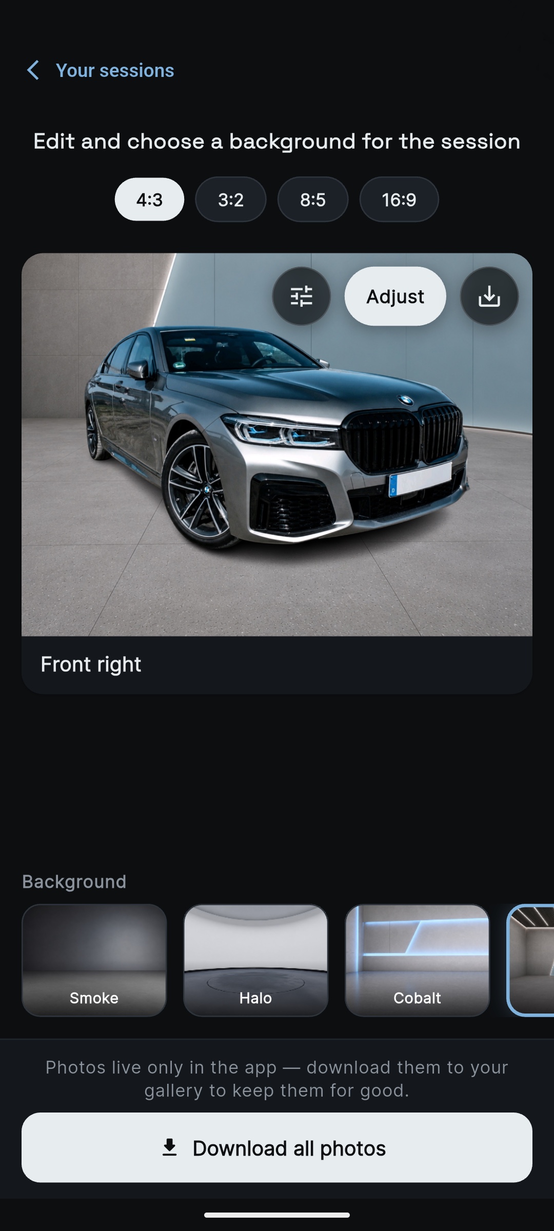The same BMW on a clean studio backdrop